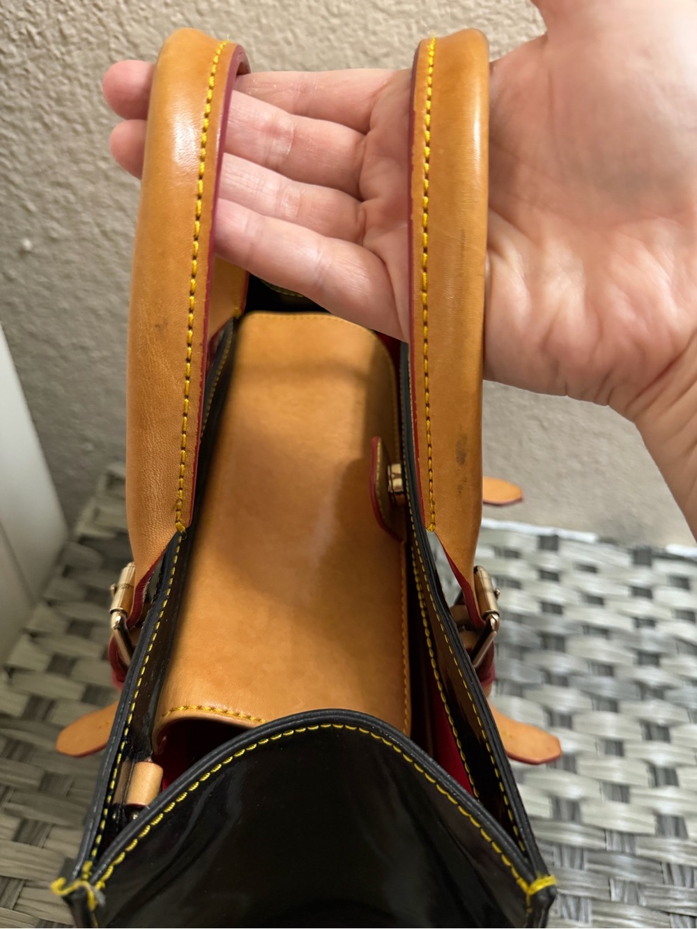 Dooney & Bourke Janine Black Patent Leather Satchel Tote Bag w/ Leather Handles - Picture 10 of 15